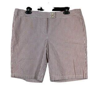 Ann Taylor Petites Signature Fit Pink White Stripe Bermuda Shorts Size 14P #5921